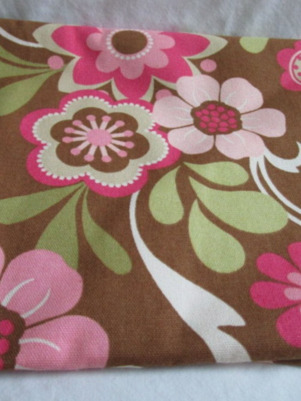 RICHLOOM BROWN/PINK/WHITE FLORAL OUTDOOR INDOOR FABRIC 2 YDS 45" WIDE